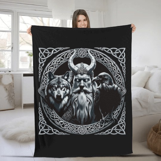 Viking Warrior Man Odin Thor Norman Walhalla Fleece Blankets