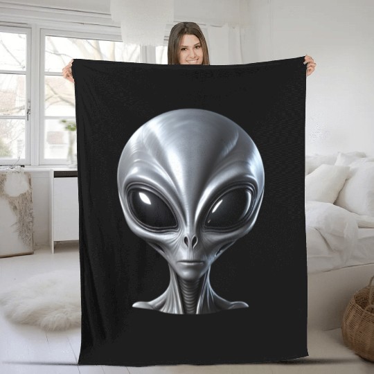 Scary Small Grey Alien Extraterrestrial Fleece Blankets