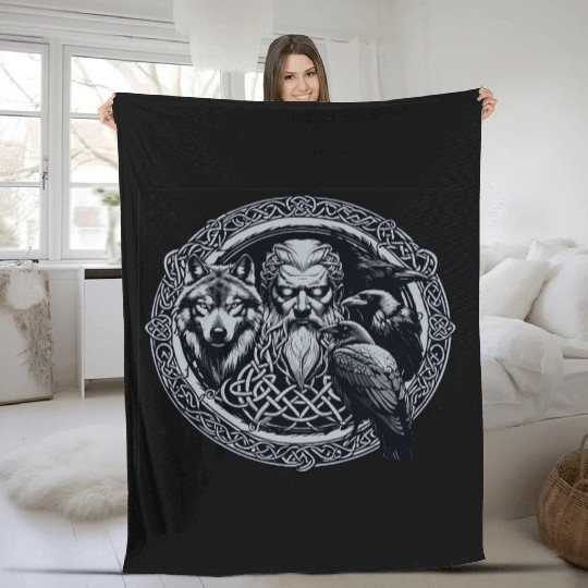 Viking Warrior Man Odin Thor Norman Walhalla Fleece Blankets