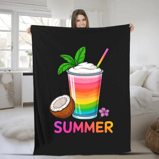 Summer Beach Cocktail Fleece Blankets