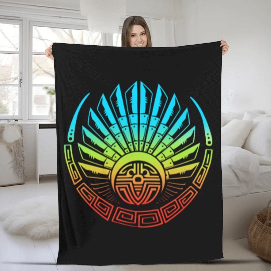 Mayan And Aztec Quetzalcoatl Maya Tribal Fleece Blankets