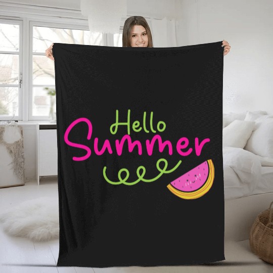 Hello Summer Cute Watermelon Fleece Blankets