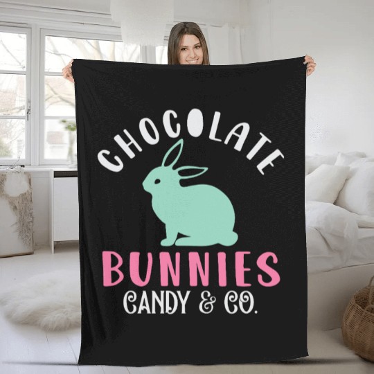 Chocolate Bunnies Candy & Co Happy Easter Holiday Fleece Blankets