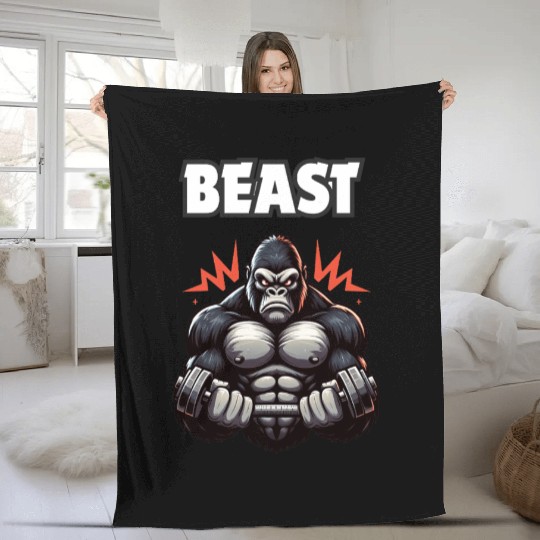 Beast Gym Gorilla – Motivational Fleece Blankets"