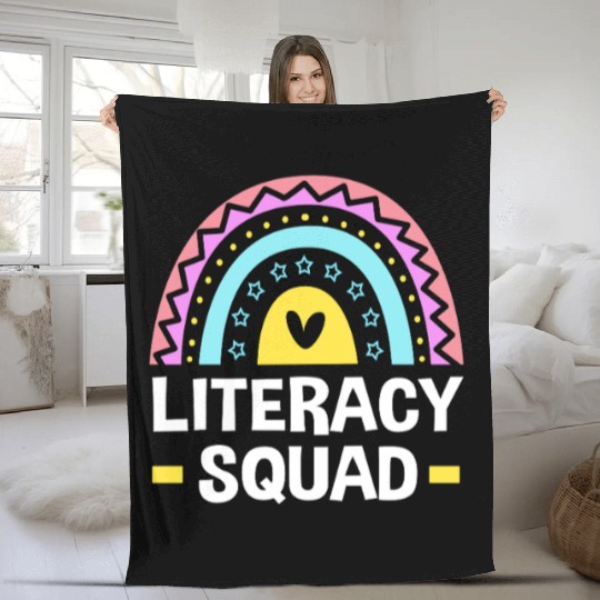 Reading Teacher Book Literacy Squad Fleece Blankets