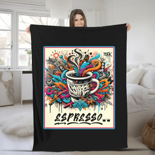 Espresso Graffiti Fleece Blankets