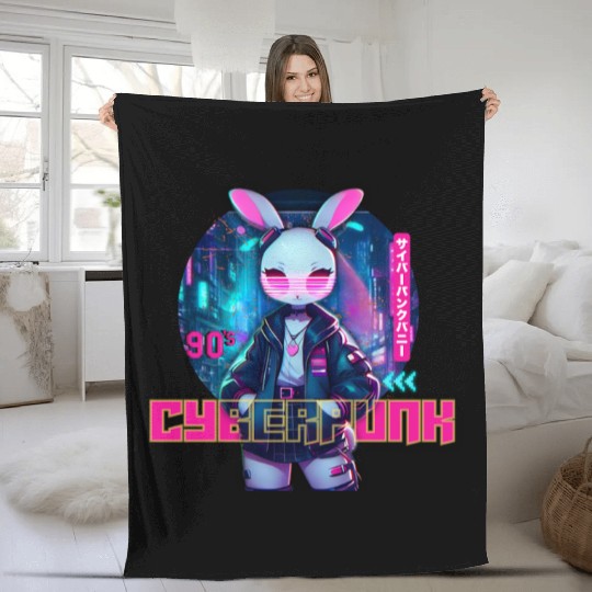 90´Cyberpunk Bunny Fleece Blankets