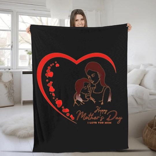 Mother & Daughter Love Heart Mother’s Day Fleece Blankets