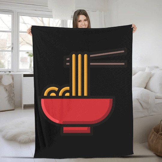 Cute Ramen Bowl with Chopsticks | Japanese Noodles Fleece Blankets