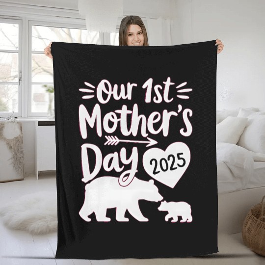 Our 1st Mother's Day 2025 – Bear Mom and Cub SVG Fleece Blankets