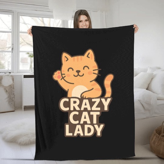 Crazy Cat Lady – Cute Cat Lover Design Fleece Blankets