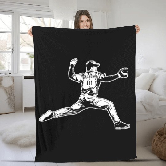 Baseball Pitcher Fleece Blankets