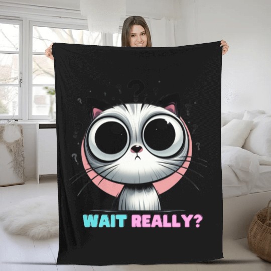 WAIT REALLY? – Curious Cat Edition Fleece Blankets