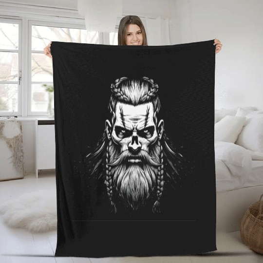 Viking Warrior Man Odin Thor Norman Walhalla Fleece Blankets
