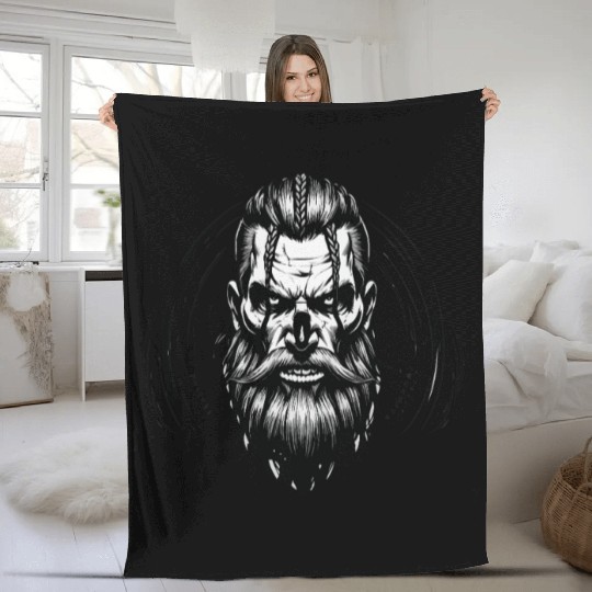 Viking Warrior Man Odin Thor Norman Walhalla Fleece Blankets
