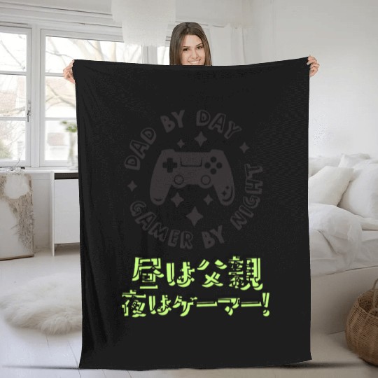 Dad Gamer Controller Black Fleece Blankets