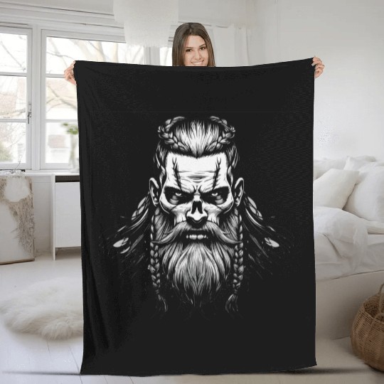 Viking Warrior Man Odin Thor Norman Walhalla Fleece Blankets