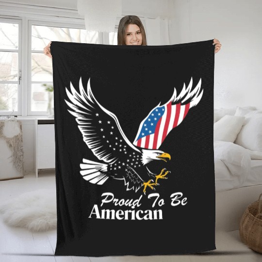 Proud To Be American Eagle Flag Fleece Blankets