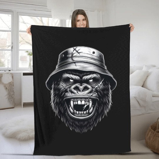 Savage Gorilla – Streetwear Beast Art Fleece Blankets