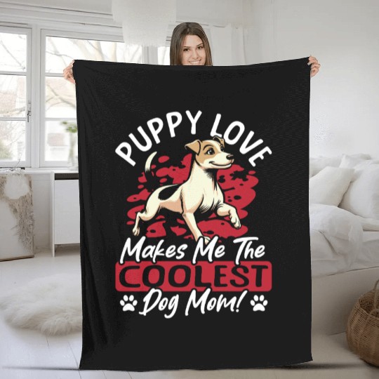 Puppy Love the Coolest Dog Mom! My Mom Is Cool Dog Fleece Blankets