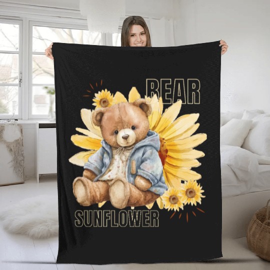 Bear and Sunflower Fleece Blankets