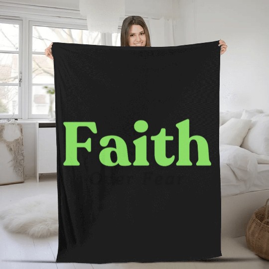Faith over fear Green Fleece Blankets