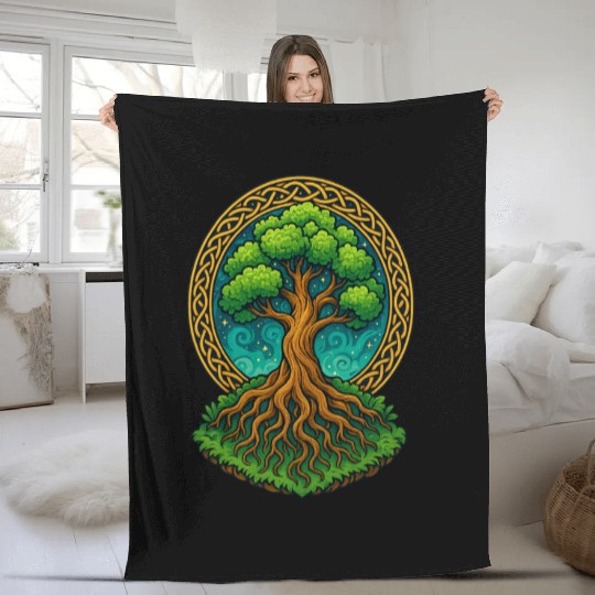 Tree of Life Fantasy Illustration Fleece Blankets