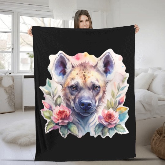 Sage the Blooming Hyena Fleece Blankets