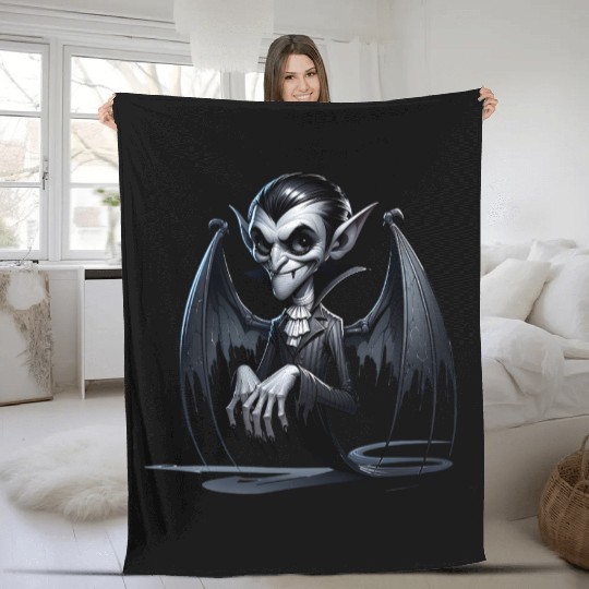 Elegant Vampire Spirit – Creepy Bat-Winged Phantom Fleece Blankets
