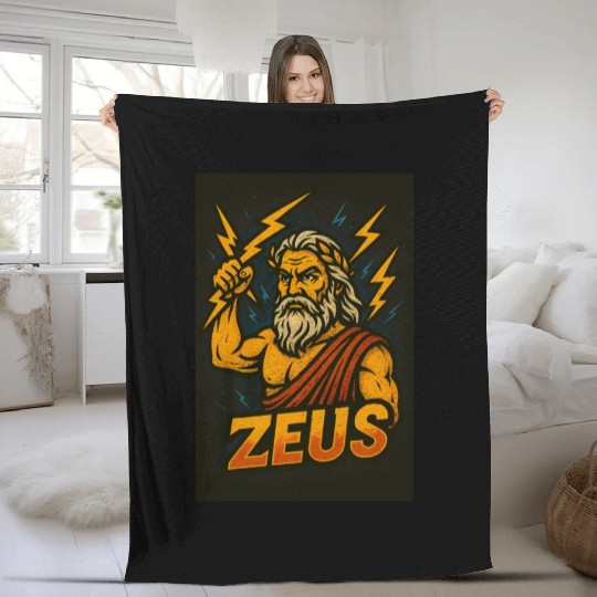 Epic Zeus Thunderbolt Illustration Fleece Blankets