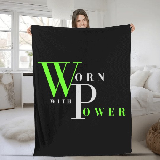 Worn With Power Lime&Gray Fleece Blankets
