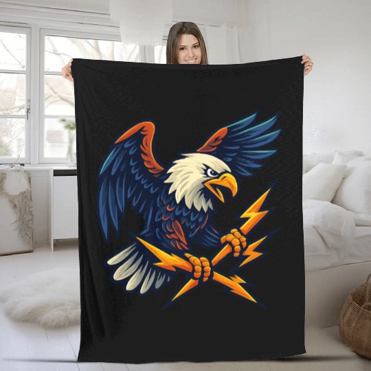 Bald Eagle with Lightning Bolts Fleece Blankets Design