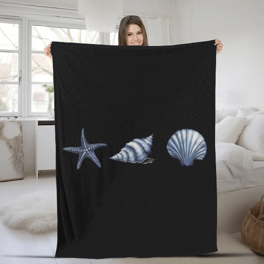 Cute Sea Creatures starfish Ocean Watercolor Fleece Blankets