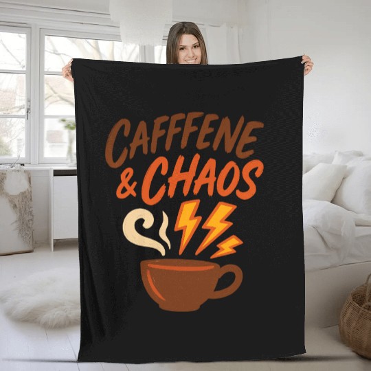 Caffeine & Chaos – Coffee Lovers Unite Fleece Blankets