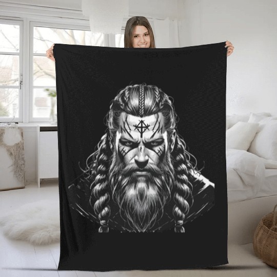 Viking Warrior Man Odin Thor Norman Walhalla Fleece Blankets