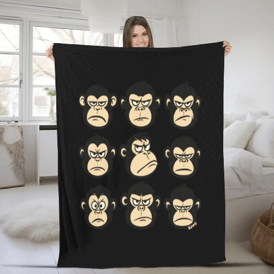 Monkey Mood Chart – All Mad, No Chill Fleece Blankets