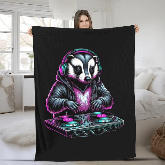 Raccoon DJ Fleece Blankets