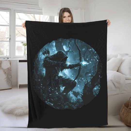 Bright Shadow Forest Archer Fleece Blankets