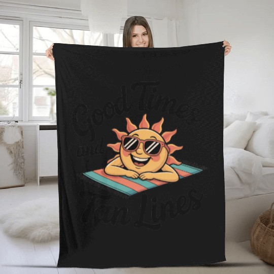 Sunshine Sunset Tan Lines Artwork Fleece Blankets