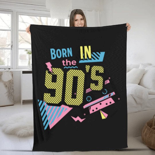 Born In The 90s Retro Nostalgia 90s Design Fleece Blankets