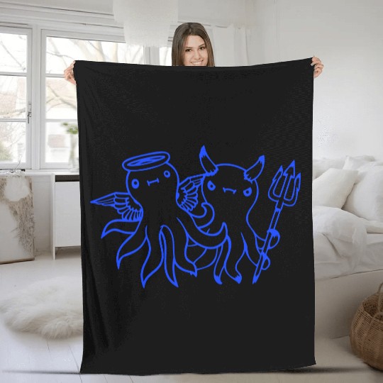 2 Octopus Devil Angel Heaven Hell Team Two Friends Fleece Blankets