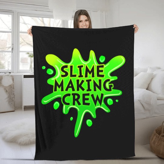 Slime Green Slime Making Crew Fleece Blankets