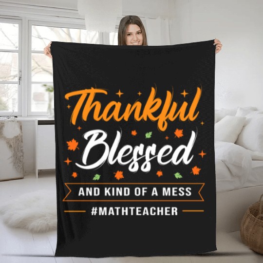Thanksgiving Teacher Math Teacher Fleece Blankets
