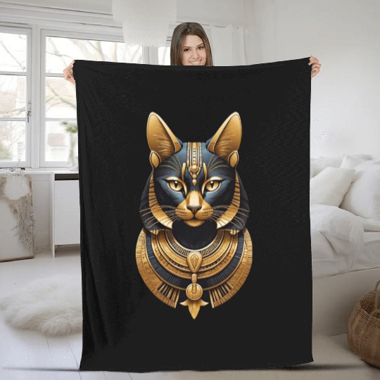 Ancient Egyptian Cat Pendant Design Fleece Blankets