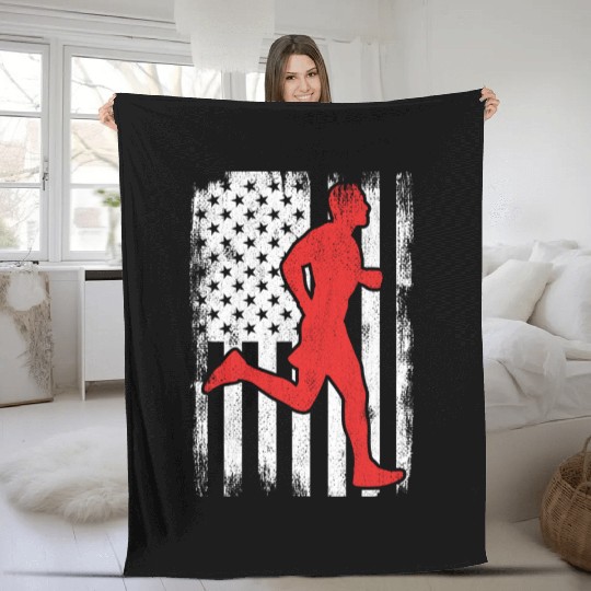 Patriotic US Runner Fleece Blankets