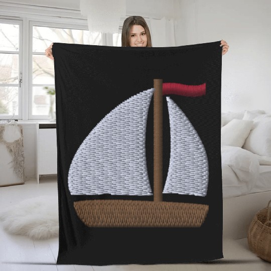 Sailboat embroidered Fleece Blankets