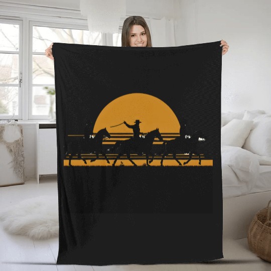 Cowboy Sunset Adventure Fleece Blankets