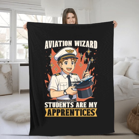 Flight Instructor Aviation Wizard Flight Trainer Fleece Blankets
