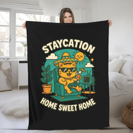 Cool cat - Holidays at home relaxation Fleece Blankets