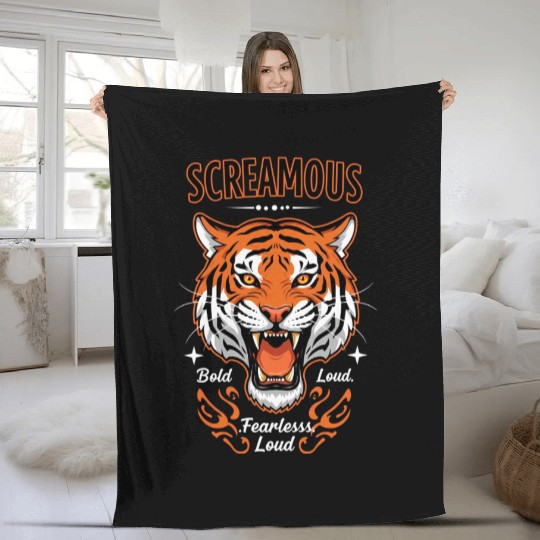 Bold, fearless, and loud tiger design Fleece Blankets